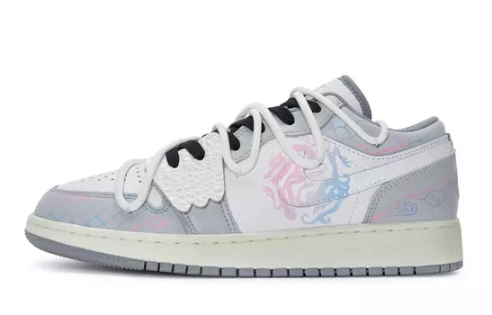 Баскетбольные кроссовки Air 1 Vintage женские с низким верхом розового цвета Jordan, серый/белый/розовый