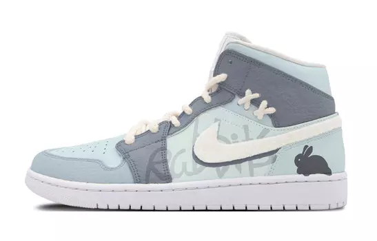 Баскетбольные кроссовки Air 1 Vintage женские с высоким верхом, выбеленные, синий Jordan