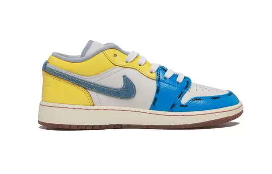Баскетбольные кроссовки Air 1 Vintage женские с низким верхом, желтый/синий Jordan