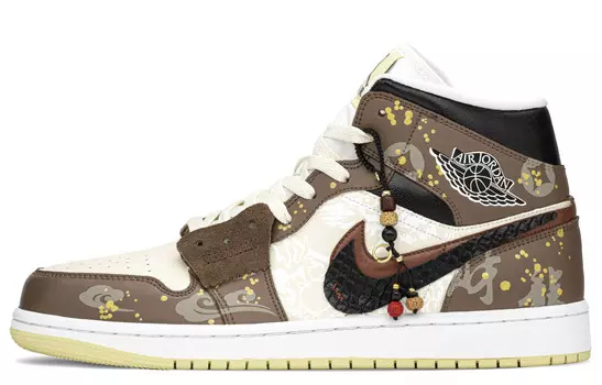 Баскетбольные кроссовки Air 1 Vintage женские с высоким верхом коричневый/красный Jordan