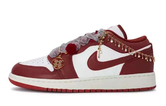 Баскетбольные кроссовки Air 1 Vintage женские с низким верхом белого цвета Jordan, красный/белый