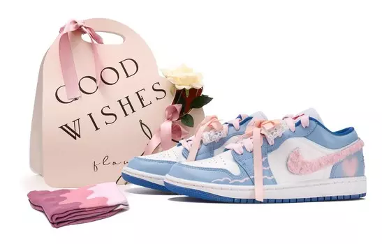Баскетбольные кроссовки Air 1 Vintage женские низкие розовый/синий/белый Jordan