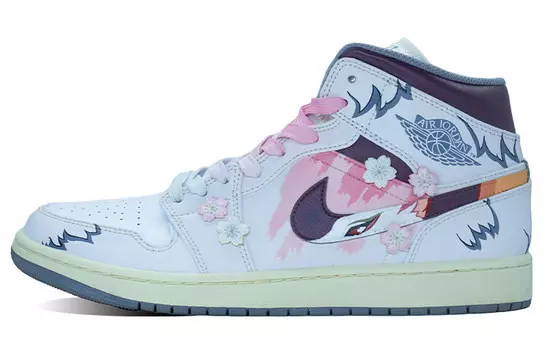 Баскетбольные кроссовки Air 1 Vintage женские высокие белый/синий Jordan