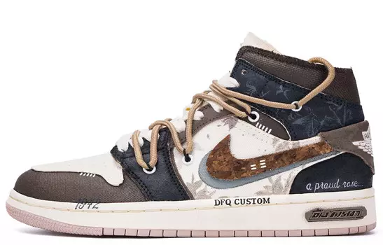 Баскетбольные кроссовки Air 1 Vintage женские с высоким верхом коричневый/черный Jordan