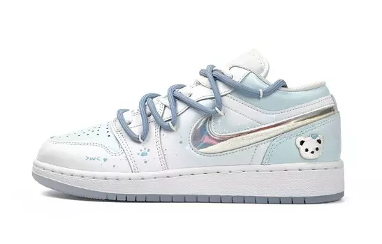 Баскетбольные кроссовки Air 1 Vintage женские с низким верхом белого цвета Jordan, розовый/голубой