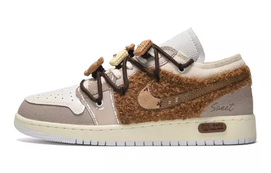Баскетбольные кроссовки Air 1 Vintage женские с низким верхом, белые/коричневые Jordan