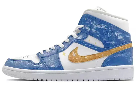 Баскетбольные кроссовки Air 1 Vintage женские высокие сине-белые Jordan
