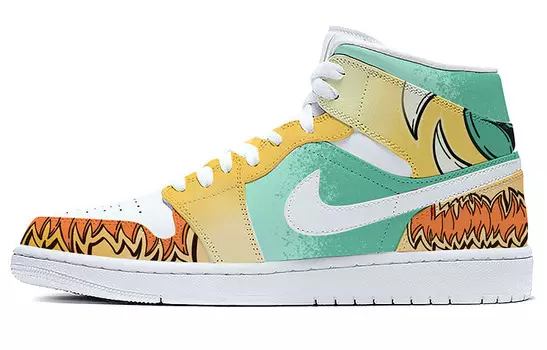 Баскетбольные кроссовки Air 1 Vintage женские высокие сине-желтые Jordan