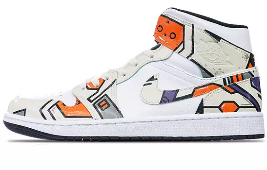 Баскетбольные кроссовки Air 1 Vintage женские с высоким верхом бежевые/оранжевые/белые Jordan