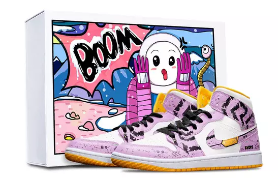 Баскетбольные кроссовки Air 1 Vintage женские высокие фиолетовые/белые Jordan