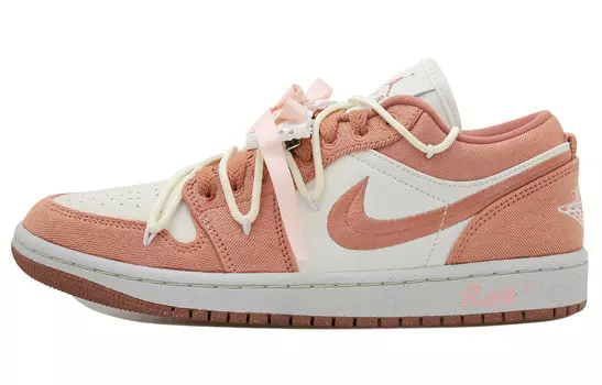 Баскетбольные кроссовки Air 1 Vintage женские с низким верхом белые/розовые Jordan