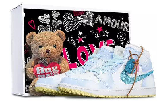 Баскетбольные кроссовки Air 1 Vintage женские с высоким верхом, белые/синие Jordan