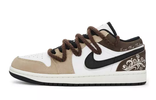 Баскетбольные кроссовки Air 1 Vintage женские с низким верхом белого цвета Jordan, коричневый/белый