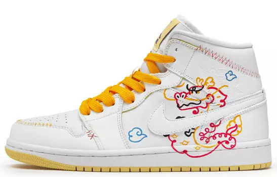 Баскетбольные кроссовки Air 1 Vintage женские, среднего размера, белый/желтый Jordan