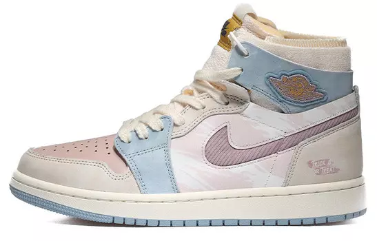 Баскетбольные кроссовки Air 1 Vintage женские высокие розовый Jordan, кремовый
