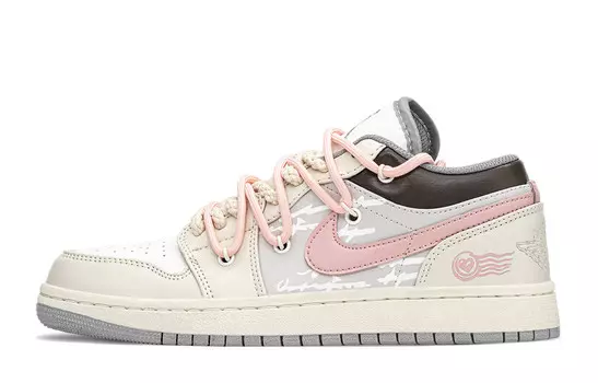 Баскетбольные кроссовки Air 1 Vintage женские с низким верхом, белый/бежевый/розовый Jordan