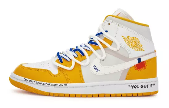 Баскетбольные кроссовки Air 1 Vintage женские с высоким верхом белого цвета Jordan, цвет Yellow/White