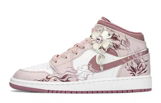 Баскетбольные кроссовки Air 1 Vintage женские с высоким верхом бежево-розовый Jordan