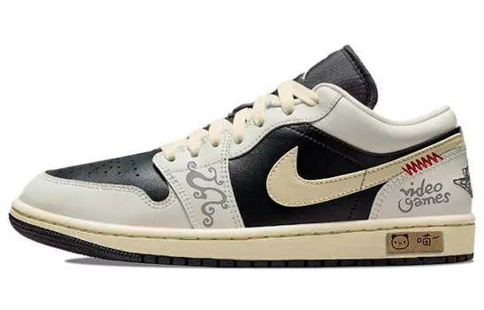 Баскетбольные кроссовки Air 1 Vintage женские с низким верхом бежевый/черный Jordan
