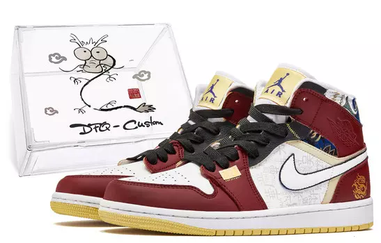 Баскетбольные кроссовки Air 1 Vintage женские с высоким верхом, красный/белый Jordan