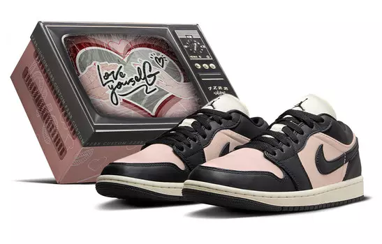 Баскетбольные кроссовки Air 1 Vintage женские с низким верхом, черный/розовый Jordan