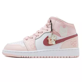 Баскетбольные кроссовки Air 1 Vintage женские с высоким верхом розовый/белый Jordan