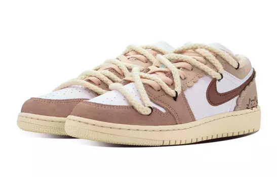 Баскетбольные кроссовки Air 1 Vintage женские с низким верхом розовый/белый Jordan
