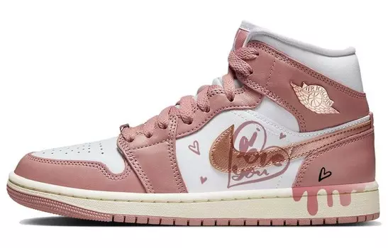 Баскетбольные кроссовки Air 1 Vintage женские с высоким верхом розовый/белый Jordan
