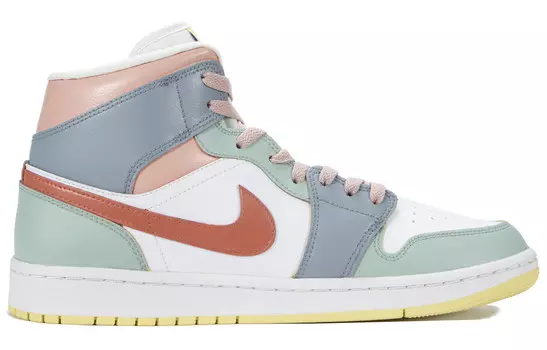 Баскетбольные кроссовки Air 1 Vintage женские высокие розово-голубой Jordan
