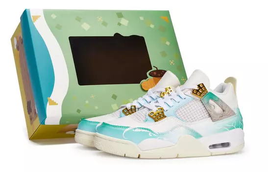 Баскетбольные кроссовки Air 4 Vintage женские с низким верхом, белый/сине-зеленый Jordan