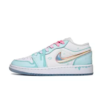 Баскетбольные кроссовки AJ1 Basketball Shoes Women's Low-Top Blue/White/Pink Jordan