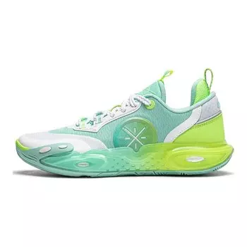 Баскетбольные кроссовки All City 12 Kids GS Low-top белые/голубые/зеленые Lining Young, зеленый