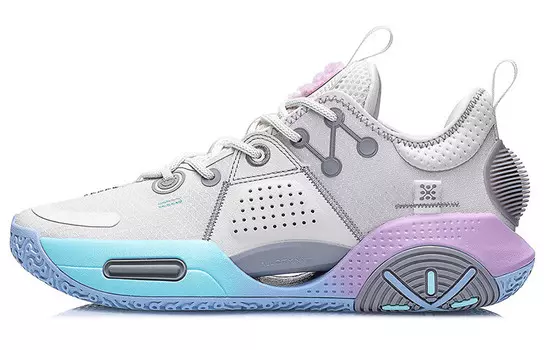 Баскетбольные кроссовки All City 9 для мужчин с низким верхом, белые/синие/розовые Lining