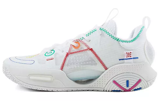 Баскетбольные кроссовки All City 9 V1.5 мужские с низким верхом белые/красные/зеленые Lining