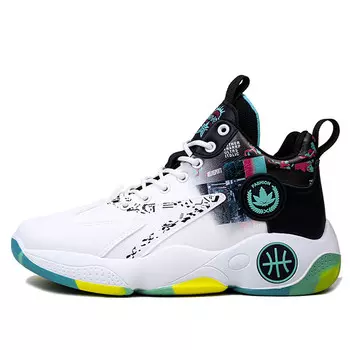 Баскетбольные кроссовки Basketball Shoes Men High-Top Meiretu, белый/синий