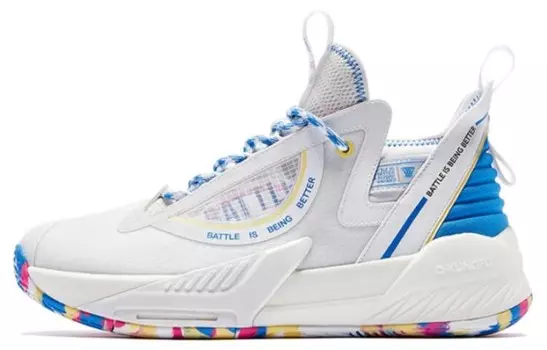 Баскетбольные кроссовки Basketball Shoes Men Mid-Top White/Blue Qiaodan