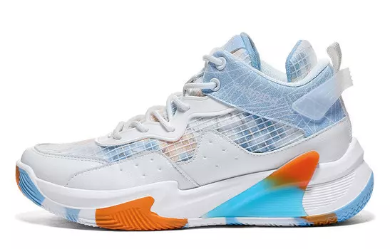 Баскетбольные кроссовки Basketball Shoes Men Mid-Top White/Blue Warrior