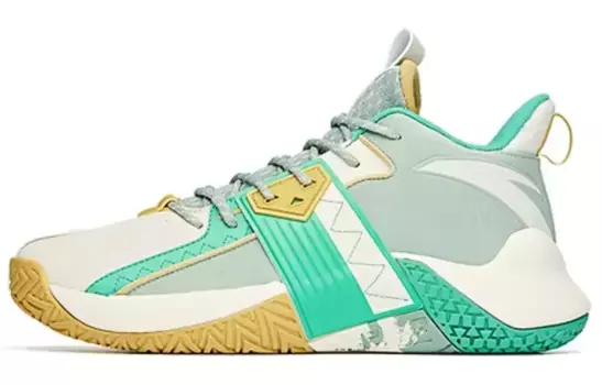 Баскетбольные кроссовки Cement Busters мужские с низким верхом зеленые/белые/желтые Anta