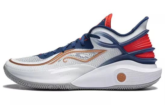 Баскетбольные кроссовки CJ-3 мужские с низким верхом стандартные белые/темно-синие Lining