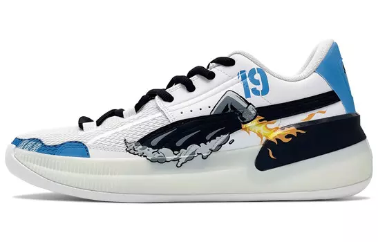 Баскетбольные кроссовки Clyde Hardwood мужские с низким верхом белые/черные/синие Puma