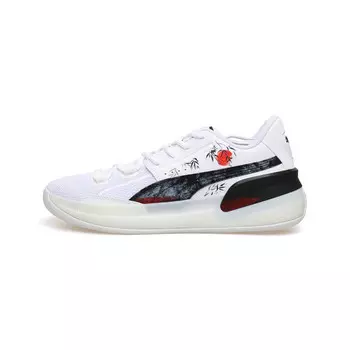 Баскетбольные кроссовки Clyde Hardwood Team Basketball Shoes Men Low-Top Red Puma, белый/черный