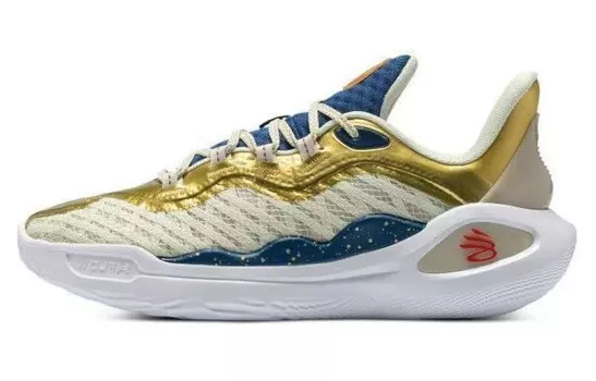 Баскетбольные кроссовки Curry 11 унисекс с низким верхом цвета лимонного льда/металлического золота/красного цвета Under Armour