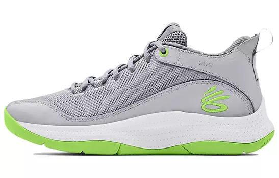 Баскетбольные кроссовки Curry 3 унисекс с низким верхом серо-зеленые Under Armour