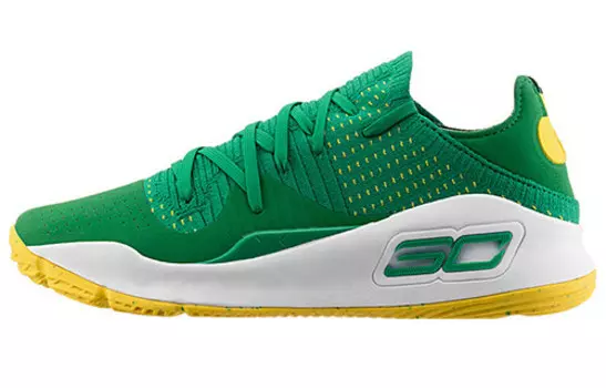 Баскетбольные кроссовки Curry 4 мужские с низким верхом зеленые Under Armour