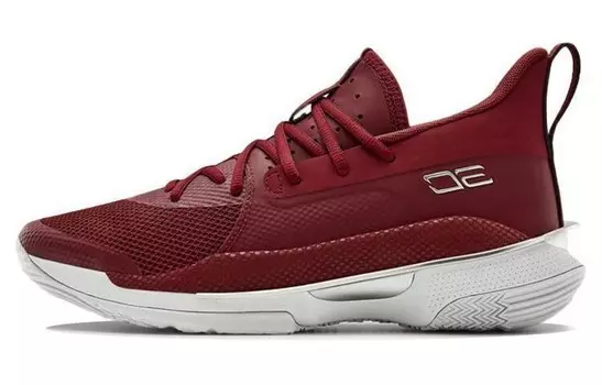 Баскетбольные кроссовки Curry 7 унисекс с низким верхом, темно-красные Under Armour