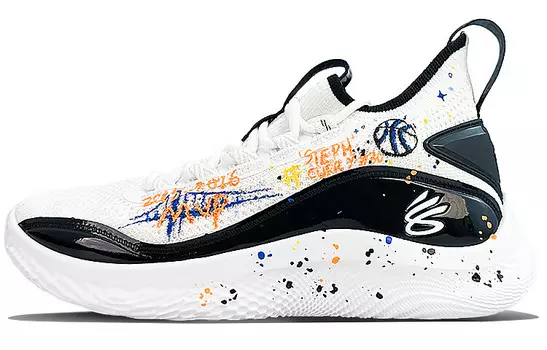 Баскетбольные кроссовки Curry 8 Basketball Shoes Unisex Low-Top Black/Blue Under Armour