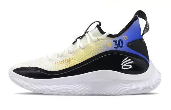 Баскетбольные кроссовки Curry 8 унисекс среднего размера желто-синие Under Armour