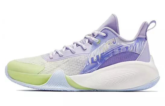 Баскетбольные кроссовки Dawn мужские с низким верхом фиолетовые/зеленые Qiaodan