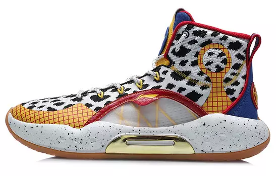 Баскетбольные кроссовки Disney X YuShuai 14 мужские высокие стандартные белые/желтые/бледно-голубые Lining