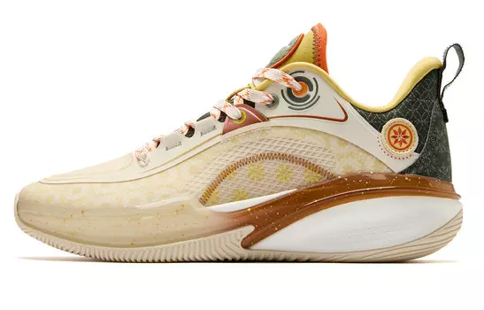 Баскетбольные кроссовки FE1.0 мужские с низким верхом желтые/зеленые Qiaodan